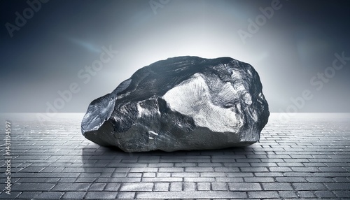 lump of silver or platinum or rare earth mineral on a floor