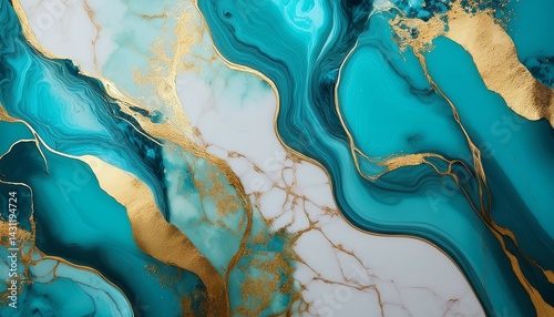 abstract tiffany marble texture with gold splashes blue luxury background