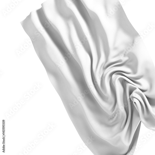 A flowing white fabric drap...