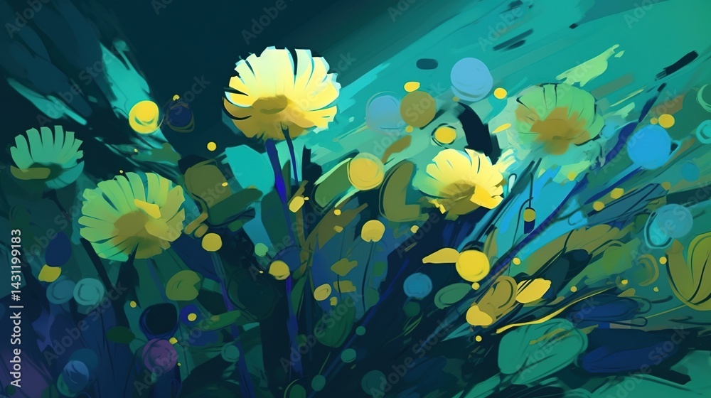 Green abstract background with flowers Photo Green abstract background with flowers Photo