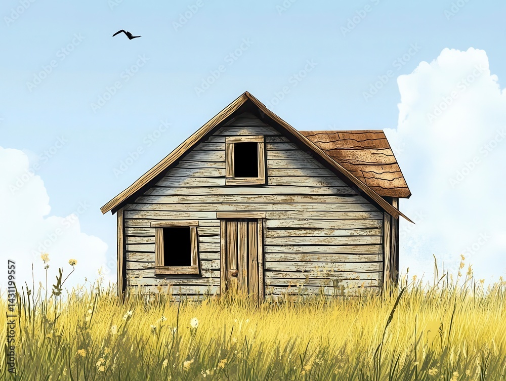 wooden house in the field wooden house in the field