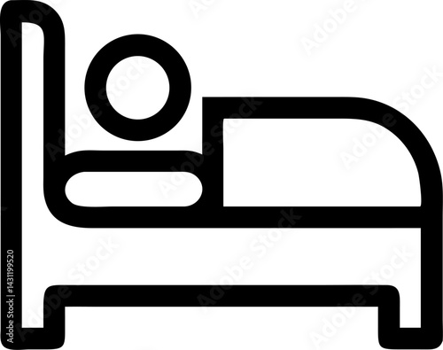 Person in bed icon. Sleeping shelter. sleep Hotel motels, guest house, accommodation icon symbol logo illustration,editable stroke, flat design style isolated on white background. Eps file 
