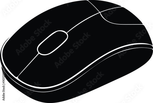 computer mouse on a desk silhouette vector icon