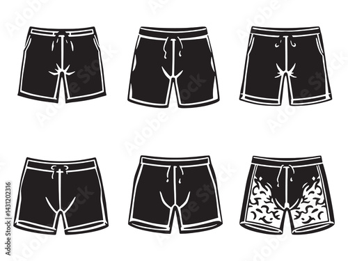 Swim trunks line art illustration of stylish swimwear in motion