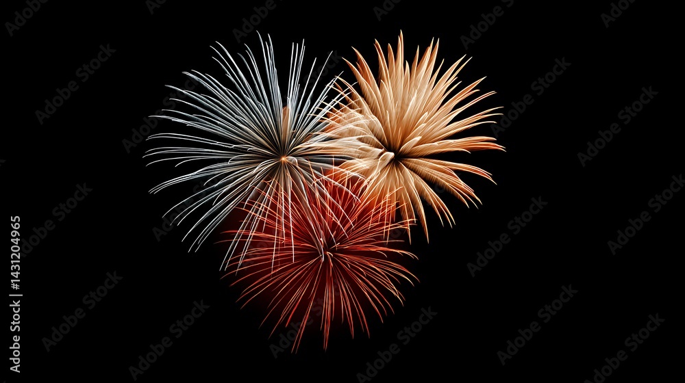 Fototapeta premium Colorful Heart-Shaped Fireworks Display with Explosive Brilliant Colors Against a Dark Background