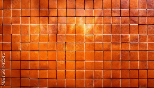 background of orange tiles on the wall