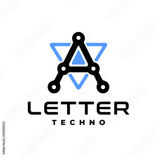letter A with technology theme style. letter logo for technology company.