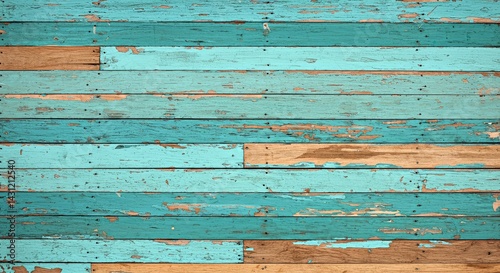 Rustic Weathered Boat Wood Background Peeling Blue Paint