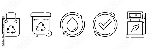 Recycle icon set vector illustration eco-friendly sustainability waste management renewable energy conservation biodegradable pollution reduction climate action.