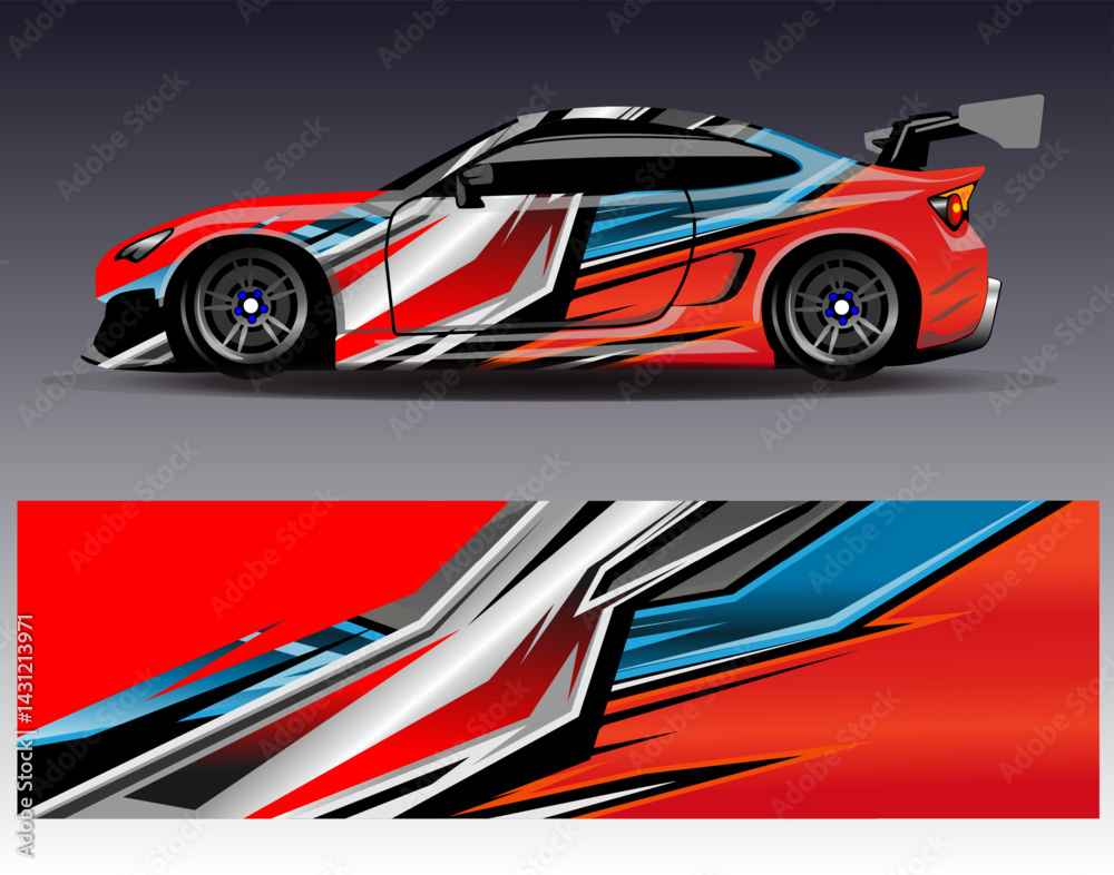 Car wrap design vector. Graphic abstract stripe racing background designs for vehicle, rally, race, adventure and car racing livery Car wrap design vector. Graphic abstract stripe racing background designs for vehicle, rally, race, adventure and car racing livery