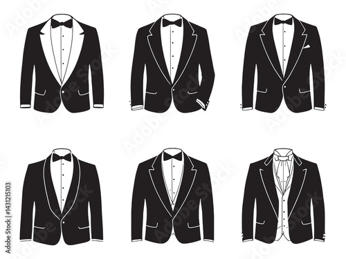 Tuxedo line art contemporary design highlighting formal dress sophistication