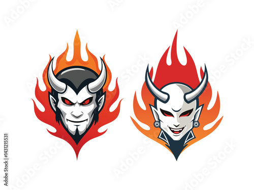 eSport logo of demons with fire