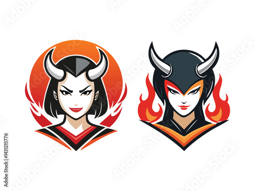 eSports logo woman demons