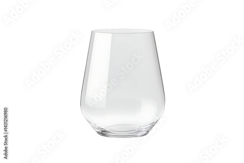 Clear, Stemless Glass Tumbler on White, Simple Elegance