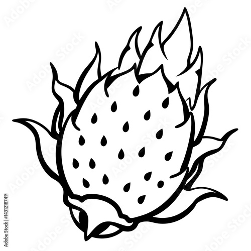 Minimal Dragonfruit Vector on White