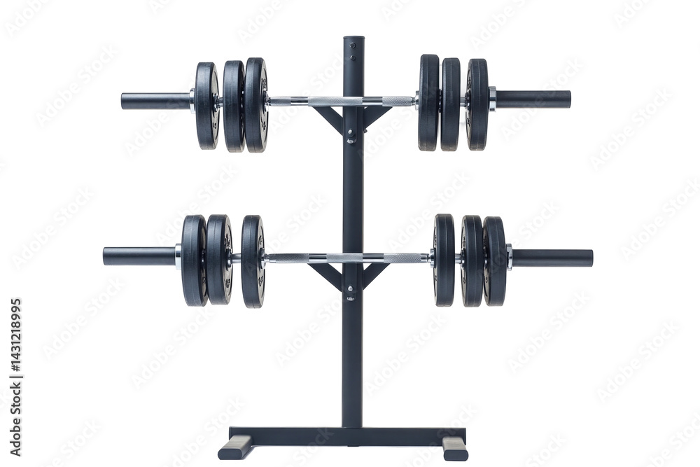 Barbell Storage Tree Holding Olympic Bars isolated on a transparent background Barbell Storage Tree Holding Olympic Bars isolated on a transparent background