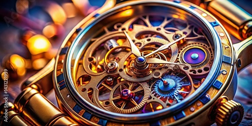 Exquisite Watch Mechanism: Close-up of Intricate Internal Gears and Components