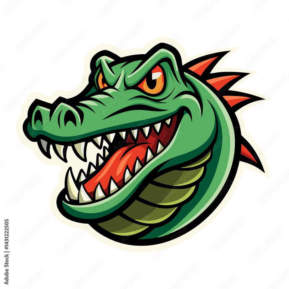 Naklejka premium Fierce Cartoon Crocodile Head