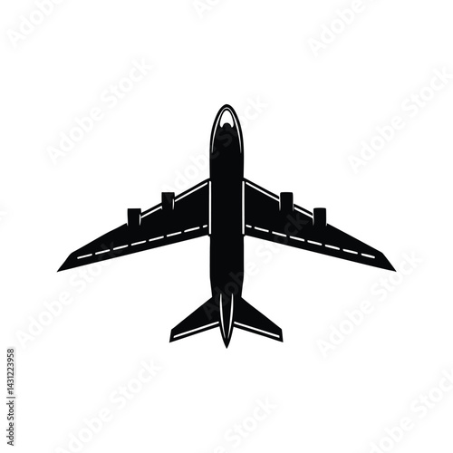 Airliner overhead icon silhouette vector with white background