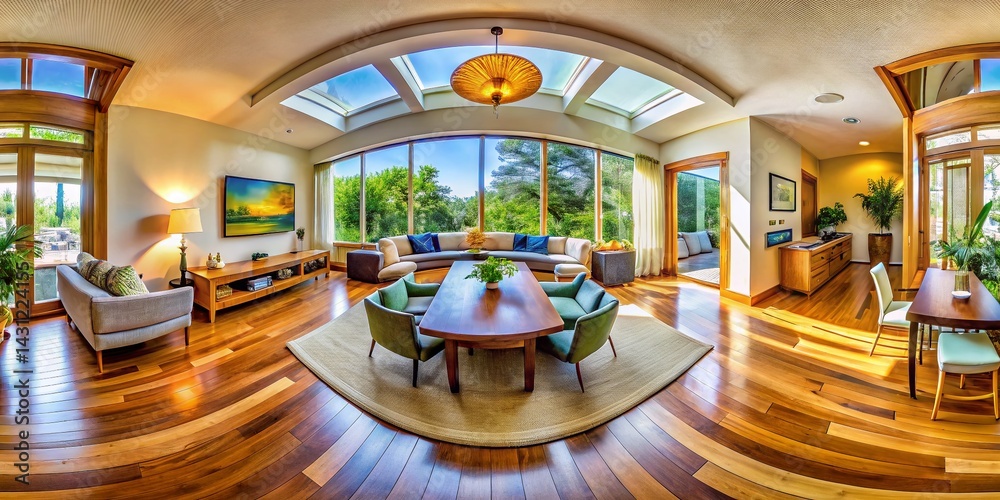 Fish-Eye View: Modern Living & Dining Room Interior Design