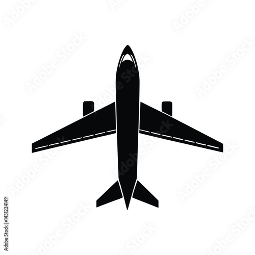 Top silhouette of an airliner icon silhouette vector with white background