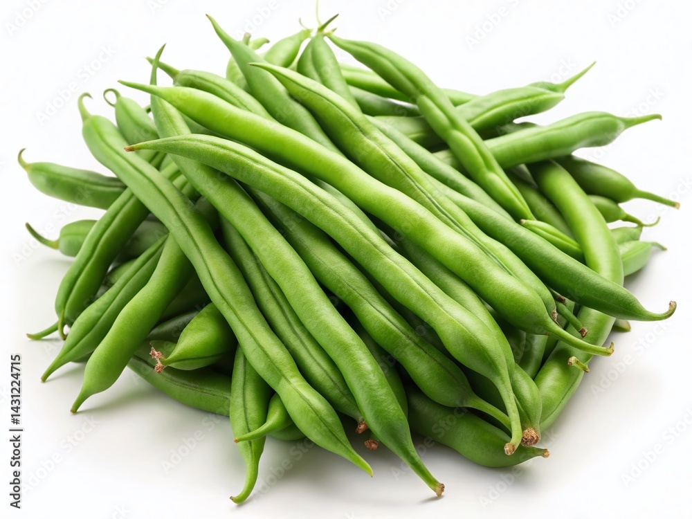 Fresh Green Beans Isolated on White Background - High-Resolution Stock Photo Fresh Green Beans Isolated on White Background - High-Resolution Stock Photo