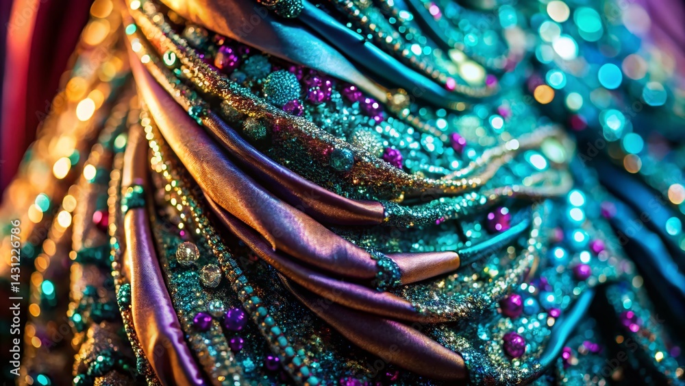 Fototapeta premium Glamorous Evening Gown Macro Detail: Sparkling Sequins & Fabric Texture