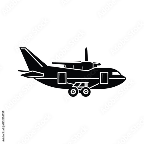 Heavy cargo plane icon silhouette vector with white background