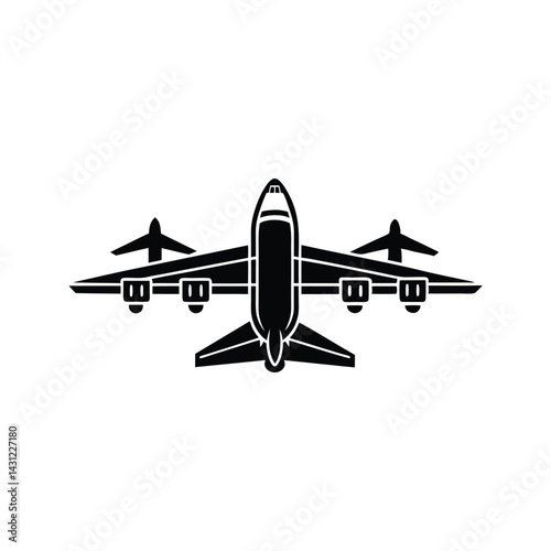 Jet freighter icon silhouette vector with white background
