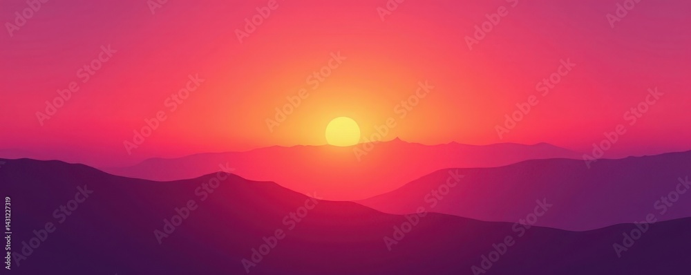 Fototapeta premium Smooth gradient sunset hues, vibrant pink to orange red , pattern, image, digital