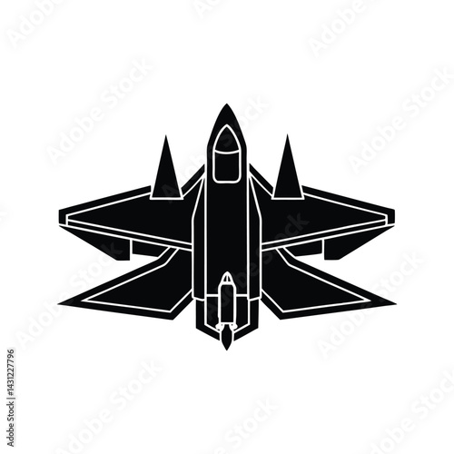 Jet with missile loadout icon silhouette vector with white background