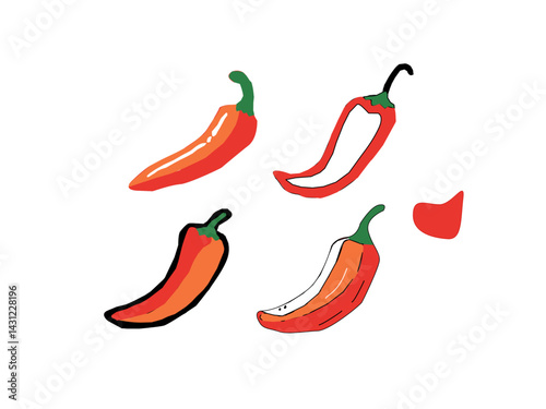 hot chili pepper. Red chili pepper hand drawn illustration. Vibrant red chili pepper illustration. Hand drawn red chili pepper. Red chili pepper doodle. Red chili pepper background.