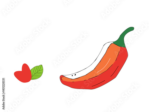 hot chili pepper. Red chili pepper hand drawn illustration. Vibrant red chili pepper illustration. Hand drawn red chili pepper. Red chili pepper doodle. Red chili pepper background.