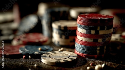 Wallpaper Mural Close-up view of stacks of casino poker chips Torontodigital.ca