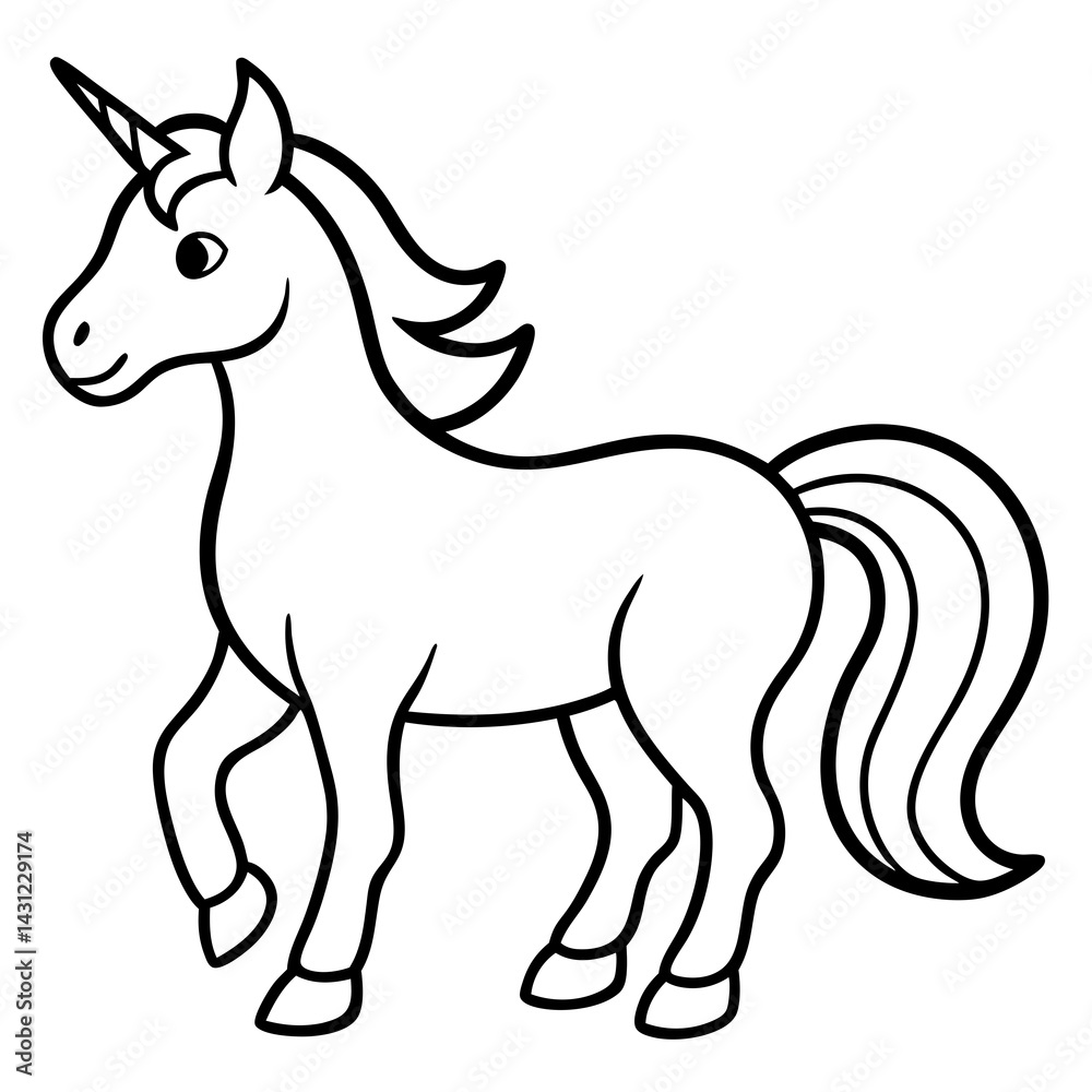 Fototapeta premium Elegant Unicorn Outline Illustration