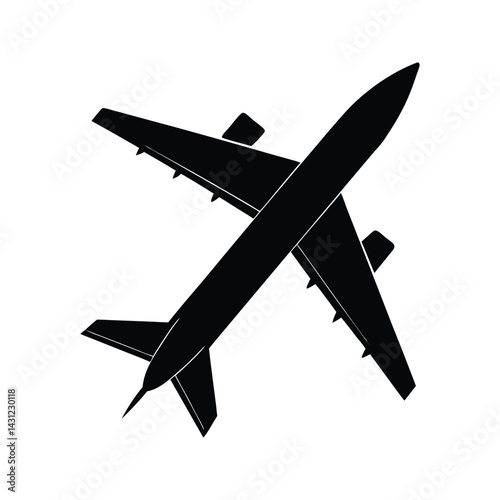Commercial jetliner graphic icon silhouette vector with white background