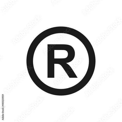 Registered trademark sign. Line art style. Design for web and mobile app