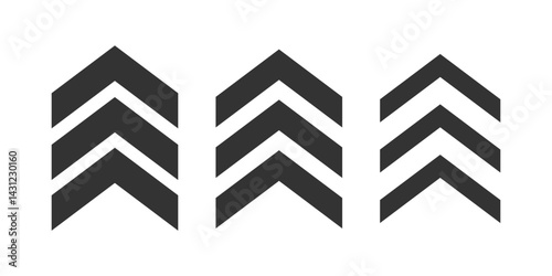 Arrow chevron symbol. Black arrows symbols set. Blend effect. Swipe sign