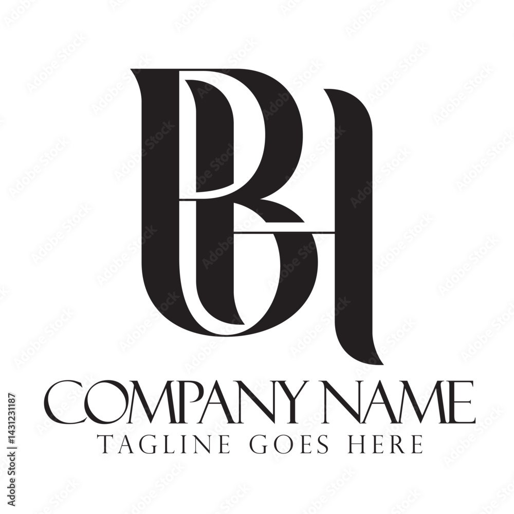 letter BH or HB vector logo design for luxury, fashion, jewelry, boutique, and startup