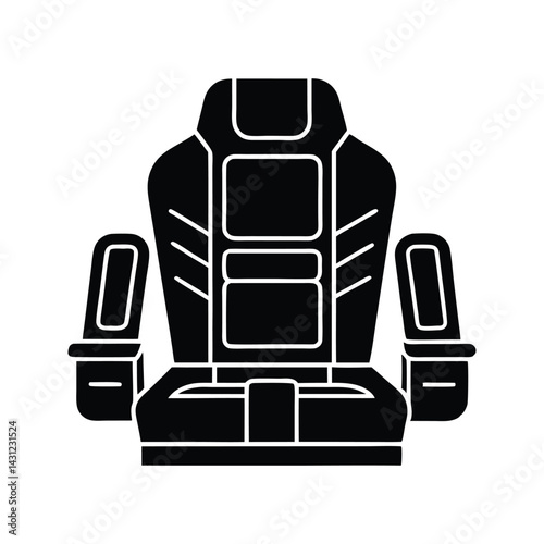 Pilot seat cockpit view icon silhouette vector with white background