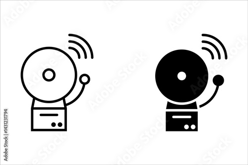 Fire alarm bell icon. Fire alarm system. flat style. Fire warning danger symbol alarm. Various Security Hazards. Risk Warning. Fire fighting equipment. Emergency, warning bell.