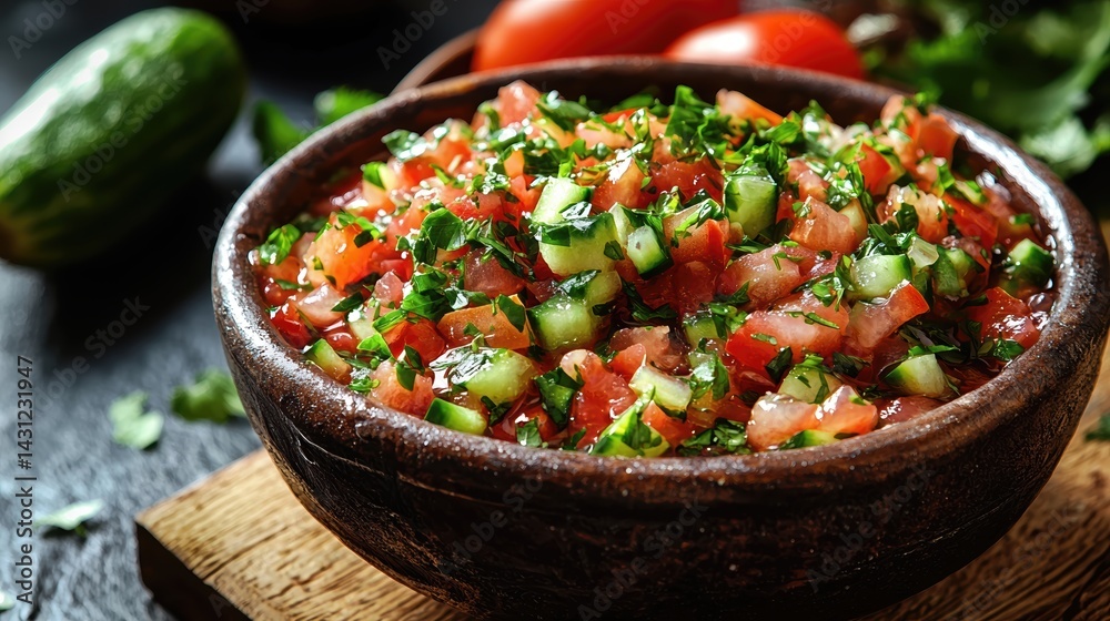 Fresh Tomato and Cucumber Salad Recipe in Rustic Bowl Fresh Tomato and Cucumber Salad Recipe in Rustic Bowl