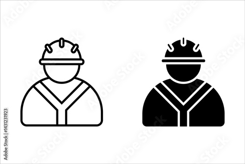 Firefighter icon. Emergency rescue sign. Fire protection and safety symbol. Firefighter with helmet. Illustration of disaster response and courage.