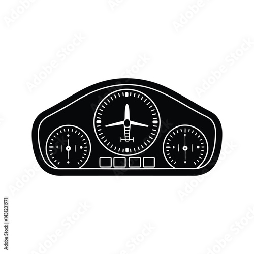 Airplane dashboard controls icon silhouette vector with white background