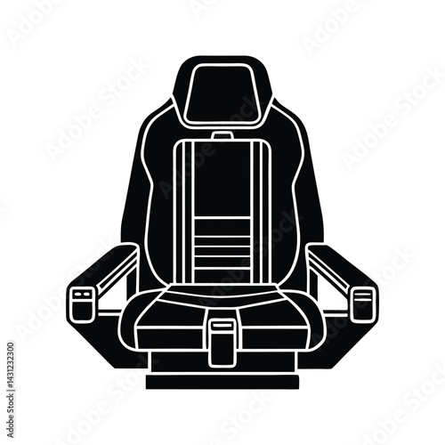 Aircraft seat view from cockpit icon silhouette vector with white background
