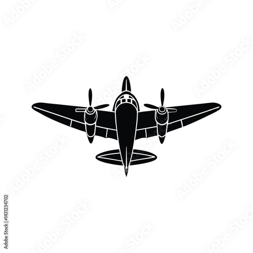 Historic fighter aircraft icon silhouette vector with white background