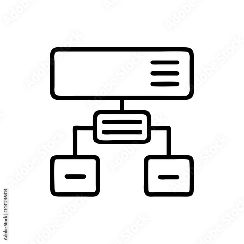 Dynamic icon illustration of flowchart process in modern office space