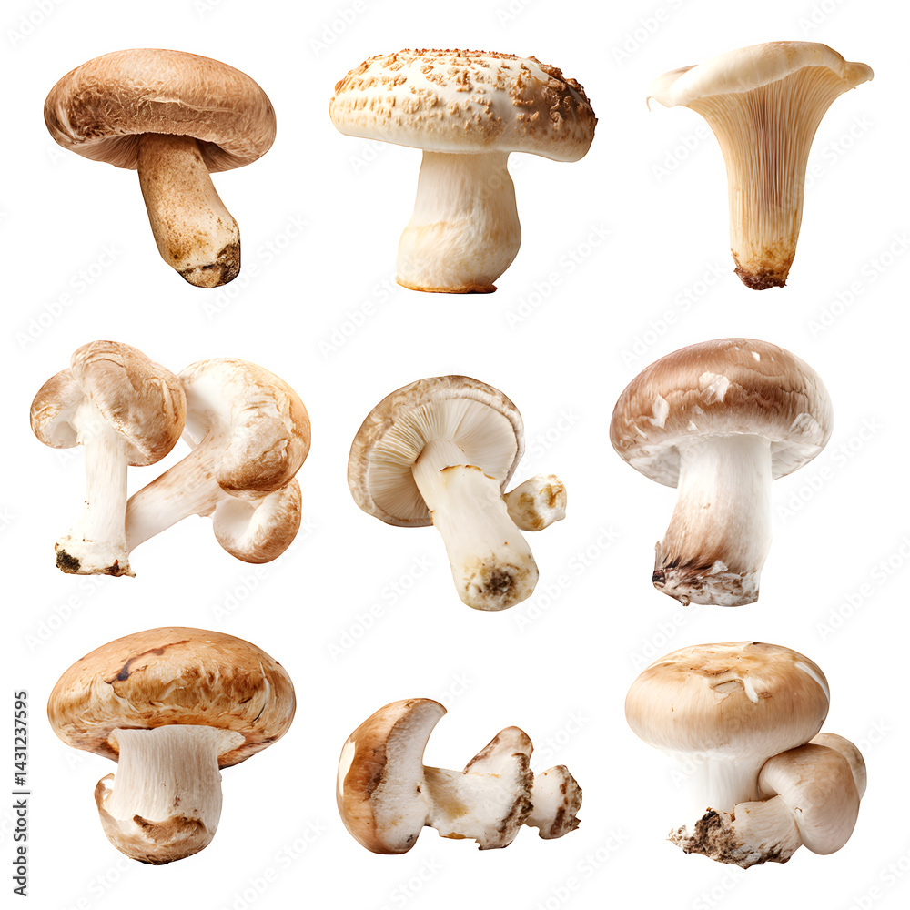 Mushrooms isolated on white background --v 7.0 Mushrooms isolated on white background --v 7.0