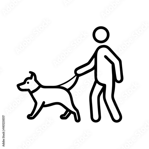 Walking iconic dog urban park illustration outdoor side view joyful companion