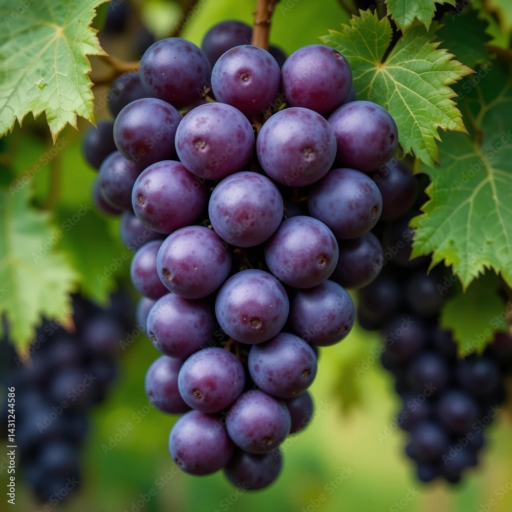 Ripe Purple Grapes Hanging on Vine Ripe Purple Grapes Hanging on Vine